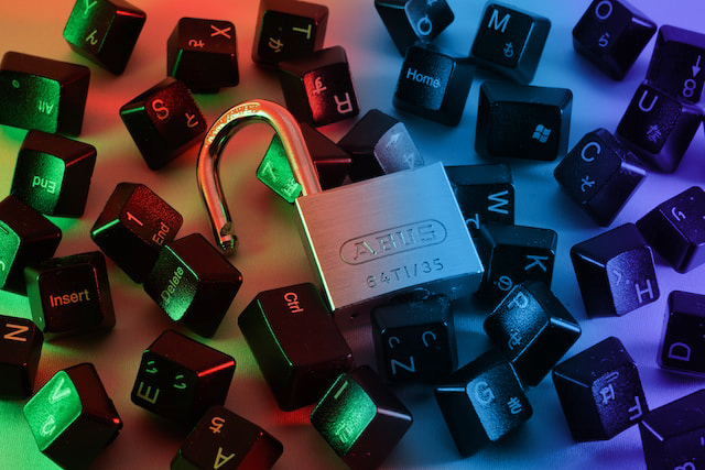 Cover image. Open lock, Keyboard.