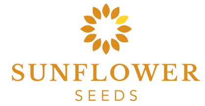 orange-coloured logo of  a circle of sunflower petals.