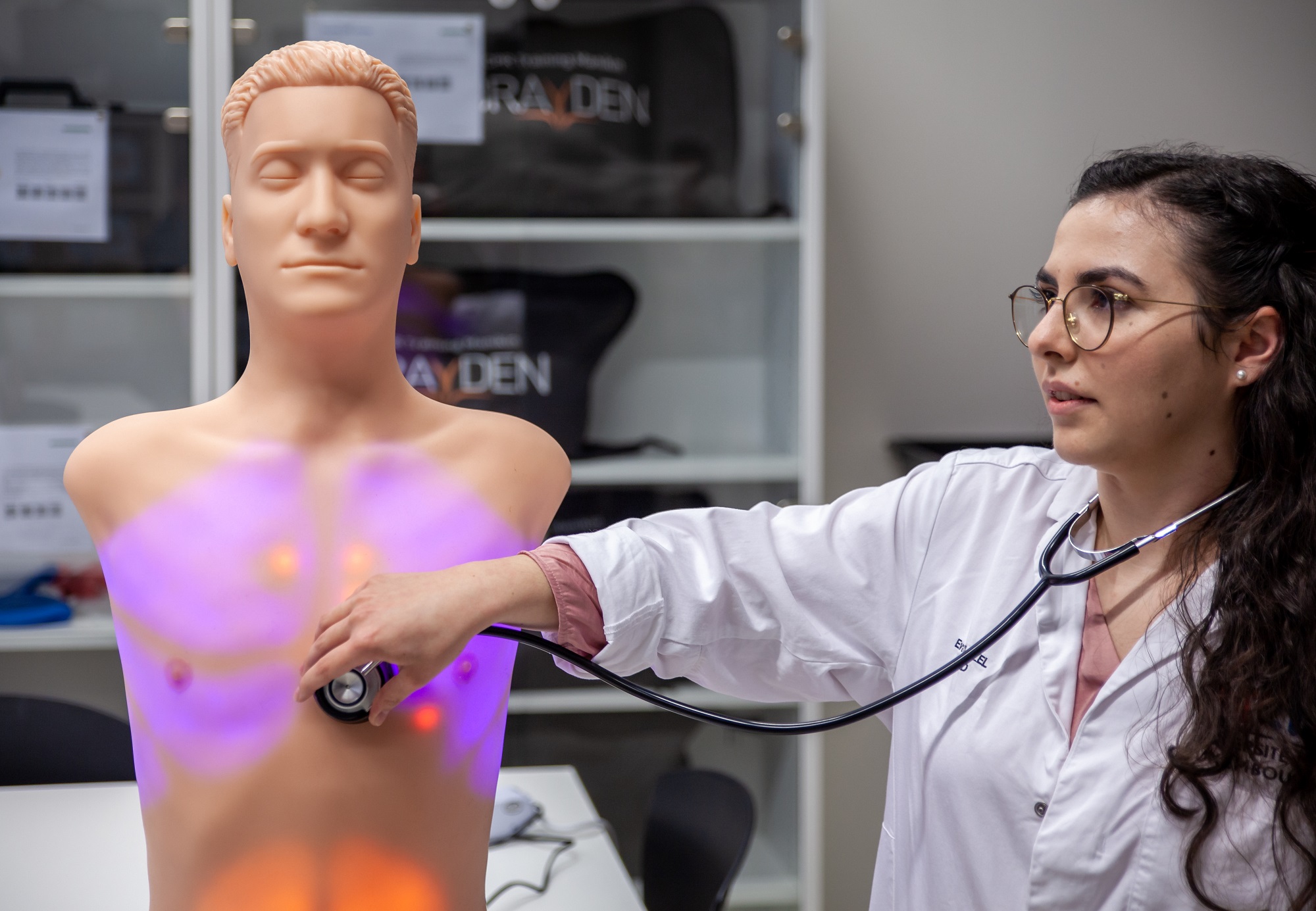 Student checking lungs