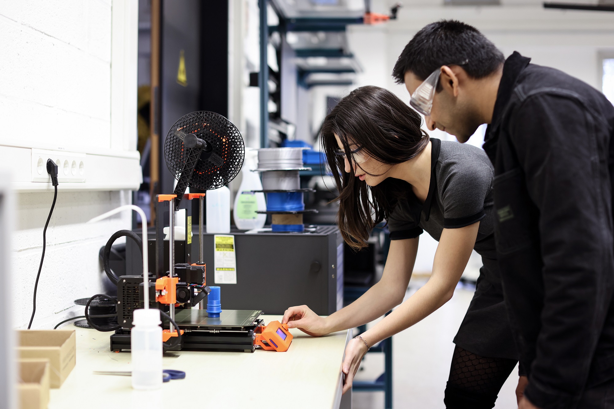 Researchers in lab