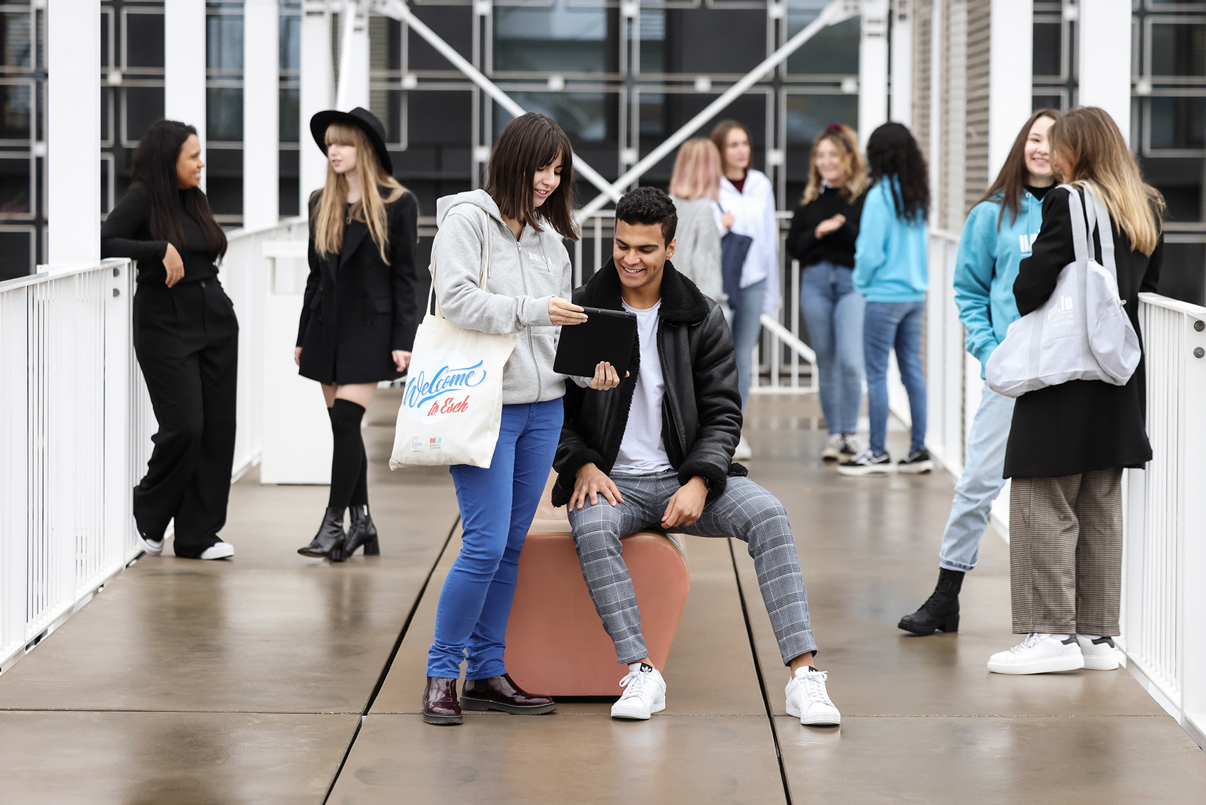 A group of students on campus