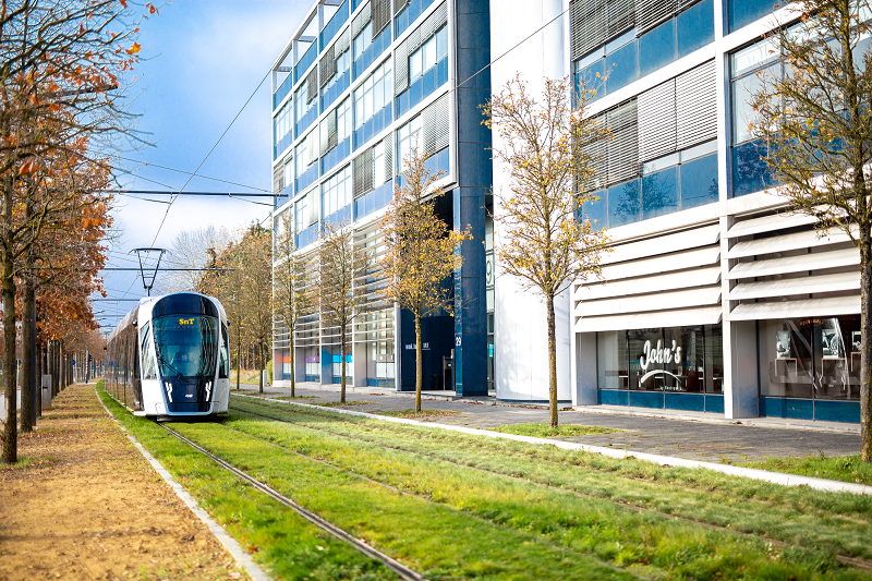 JFK Building and tram