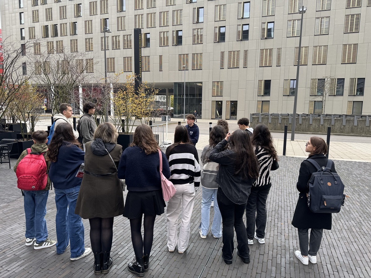 Group of students in a campus tour