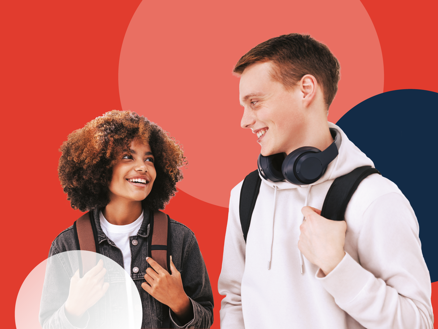 Two students looking at each other at the Open Day