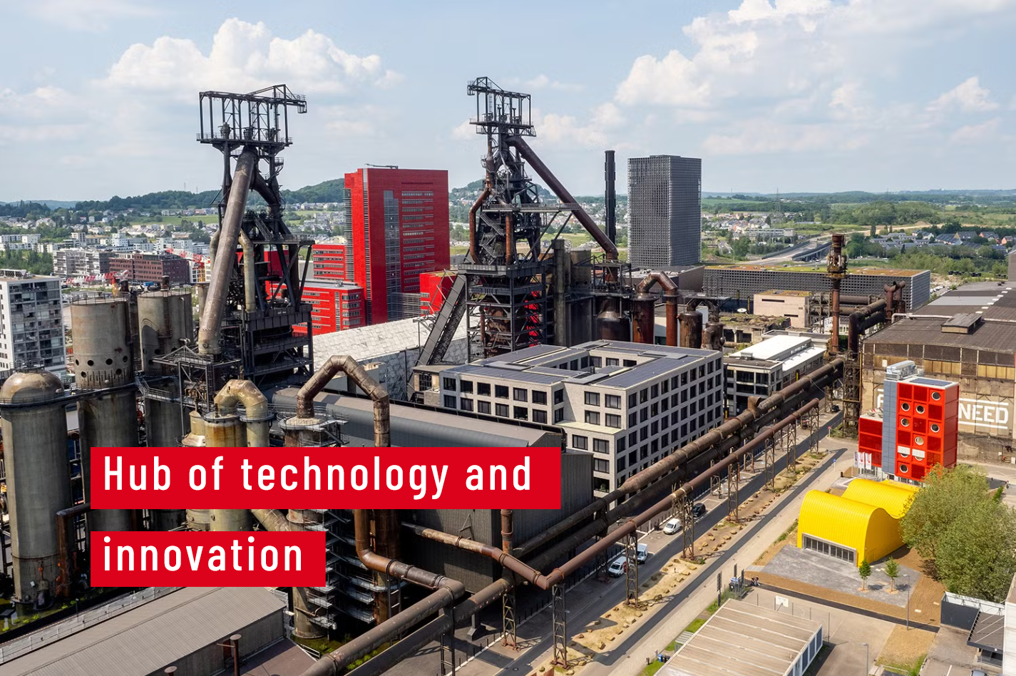 Aereal view of Belval Blast furnaces. Daylight